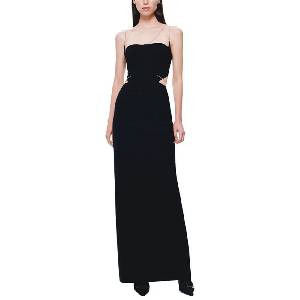 Misha Womens The 'Cyrus' Chain Suiting Wool-Blend Dress, Black